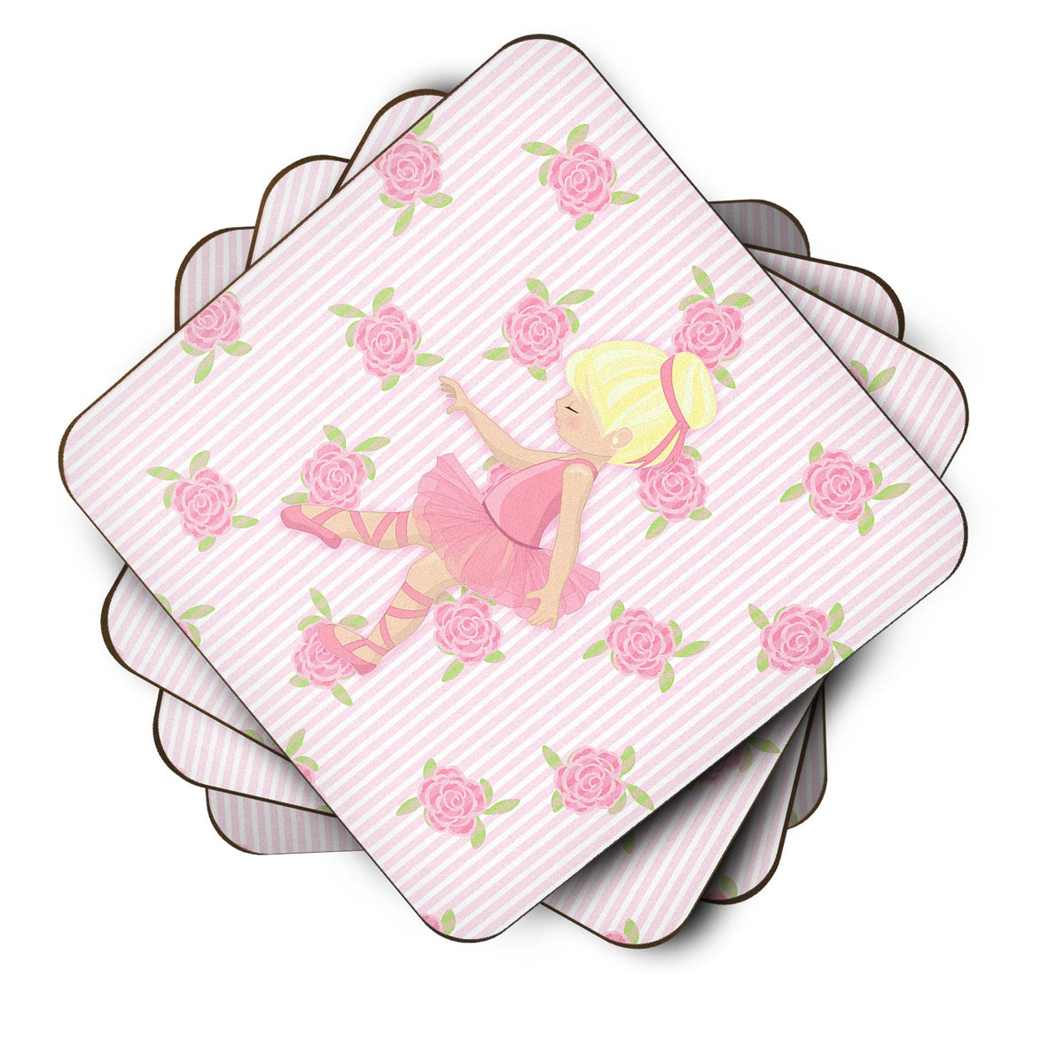 Ballerina Blonde Point Foam Coasters Set of 4 Cup Coasters for Indoor Outdoor, Tabletop Protection, Anti Slip, Mouse pad Material
