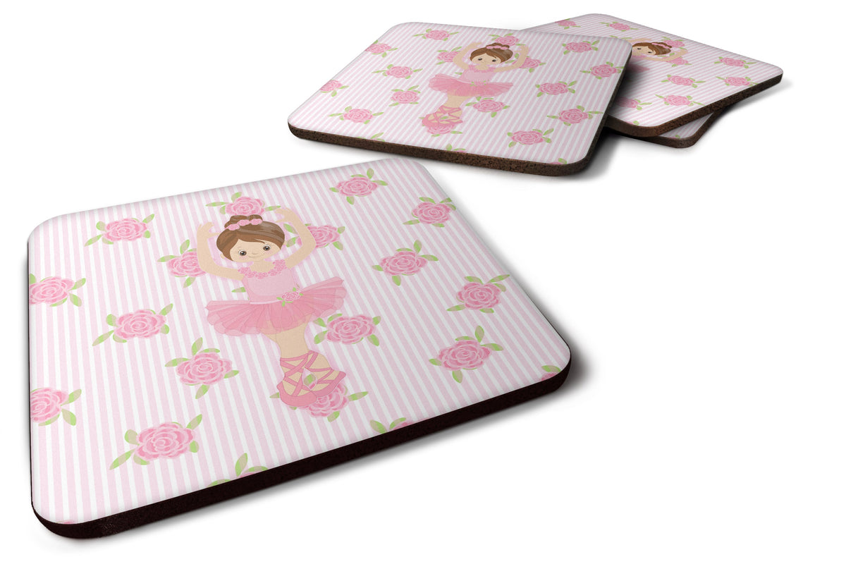 Ballerina Brunette Front Pose Foam Coasters Set of 4 Cup Coasters for Indoor Outdoor, Tabletop Protection, Anti Slip, Mouse pad Material