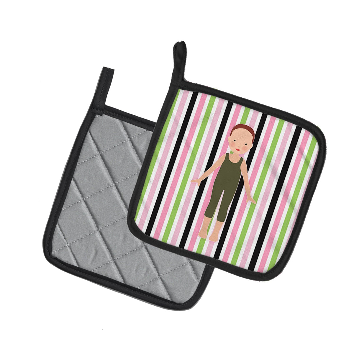 Dancer Bikatard Flexed Hands Pot Holder Set of 2 Heat Resistant Quilted Hot Pads 7.5 x 7.5 Inch, Insulated Kitchen Trivets for Cooking & Baking