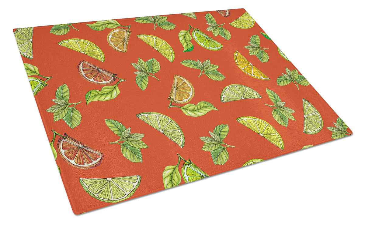 Lemons, Limes and Oranges Cutting Board Tempered Glass Kitchen Cutting Surface, Heat Resistant Chopping, Non-Slip Feet, Food Prep & Serving