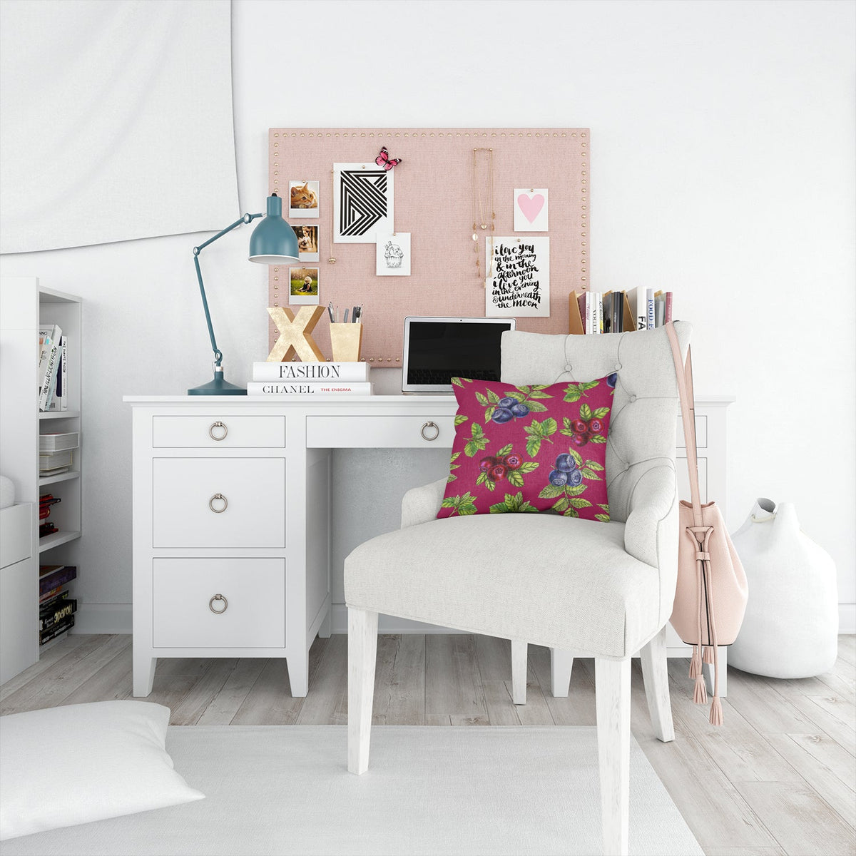 Berries Decorative Throw Pillow 14x14 Indoor Outdoor Accent Cushion, Fabric Cover with Insert for Sofa, Bed, Porch & Living Room