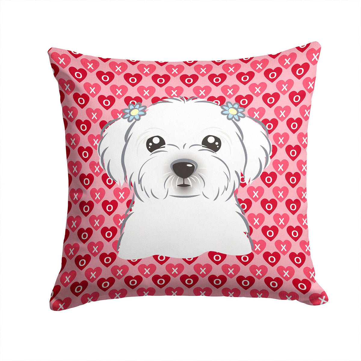 Maltese Decorative Throw Pillow 14x14 Indoor Outdoor Accent Cushion, Fabric Cover with Insert for Sofa, Bed, Porch & Living Room