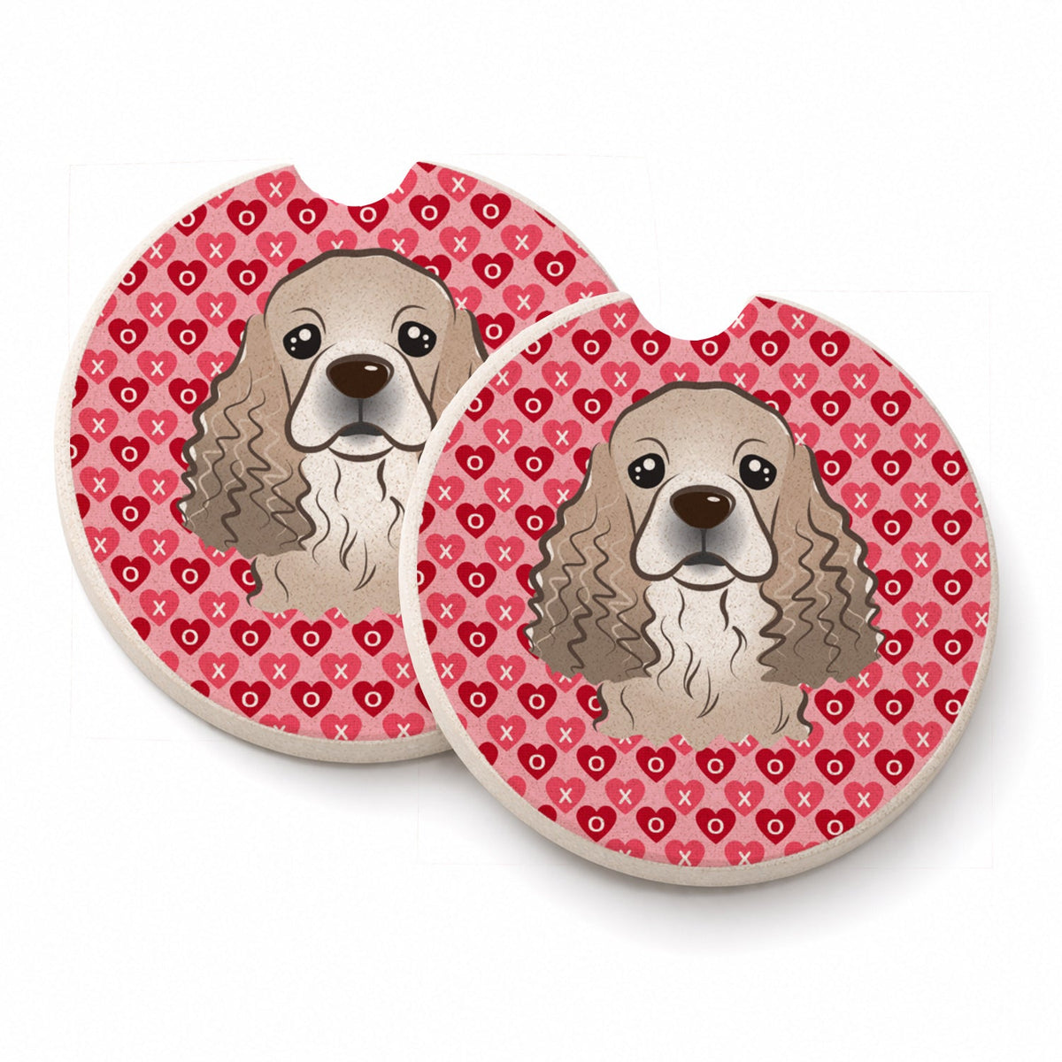 Cocker Spaniel Set of 2 Cup Holder Car Coasters Absorbent Round Sandstone Coasters Gifts for Men or Women, 2.5, Multicolor