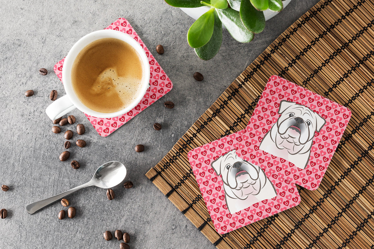 White English Bulldog  Foam Coasters Set of 4 Cup Coasters for Indoor Outdoor, Tabletop Protection, Anti Slip, Mouse pad Material