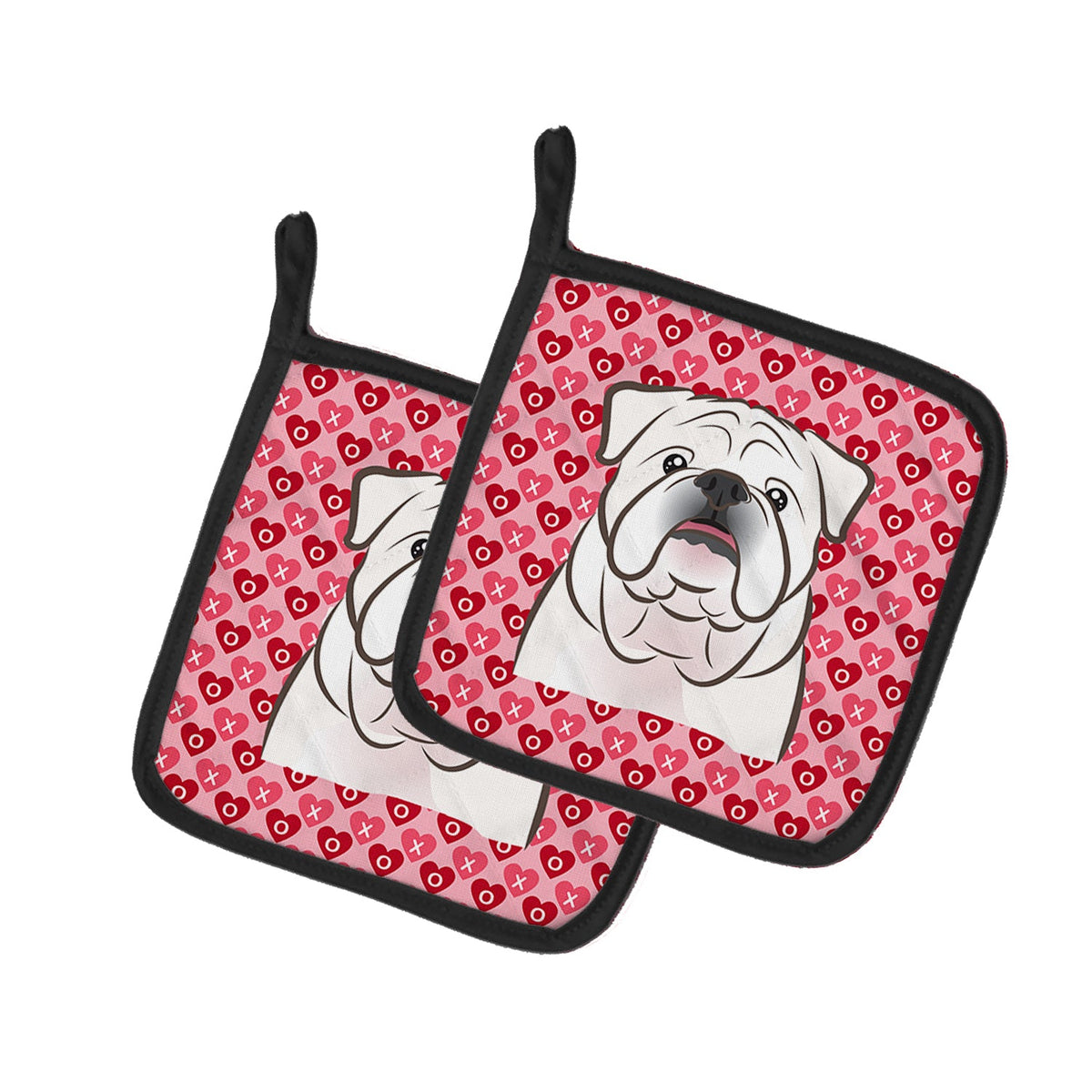 White English Bulldog  Pot Holder Set of 2 Heat Resistant Quilted Hot Pads 7.5 x 7.5 Inch, Insulated Kitchen Trivets for Cooking & Baking