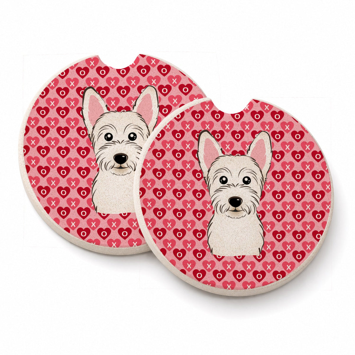 Westie Set of 2 Cup Holder Car Coasters Absorbent Round Sandstone Coasters Gifts for Men or Women, 2.5, Multicolor