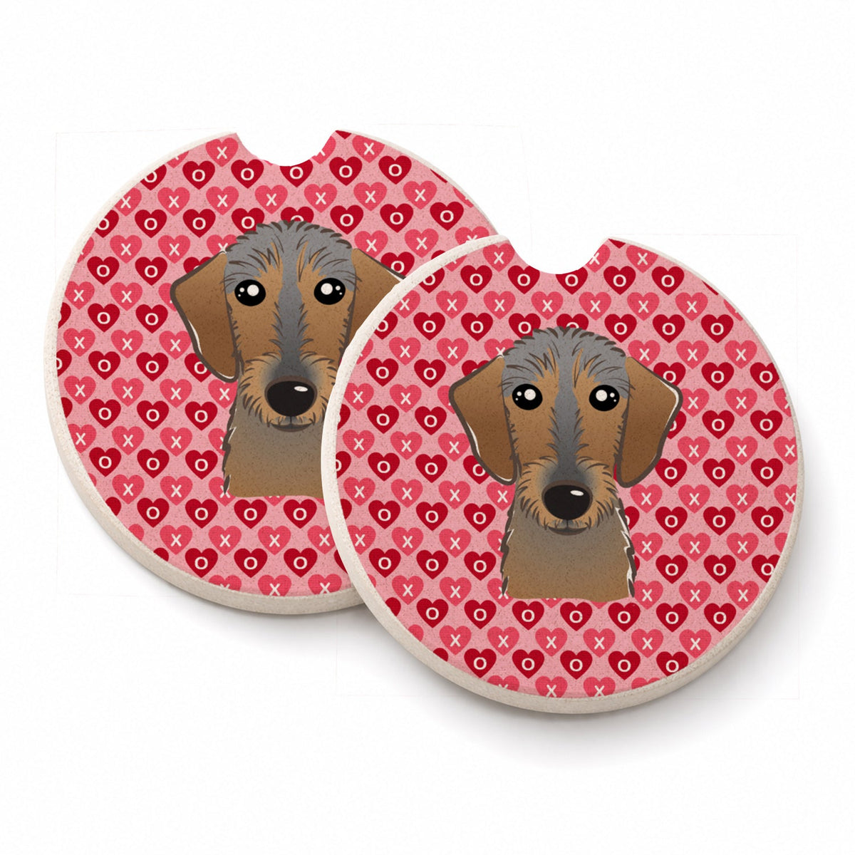 Wirehaired Dachshund Set of 2 Cup Holder Car Coasters Absorbent Round Sandstone Coasters Gifts for Men or Women, 2.5, Multicolor