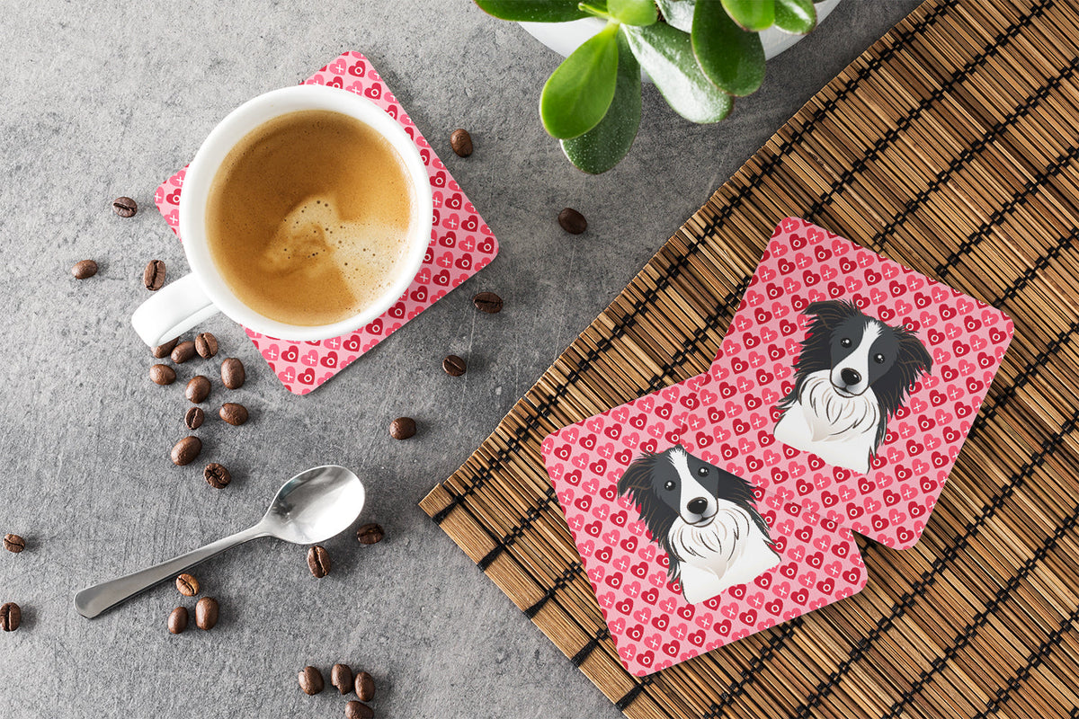 Border Collie Foam Coasters Set of 4 Cup Coasters for Indoor Outdoor, Tabletop Protection, Anti Slip, Mouse pad Material