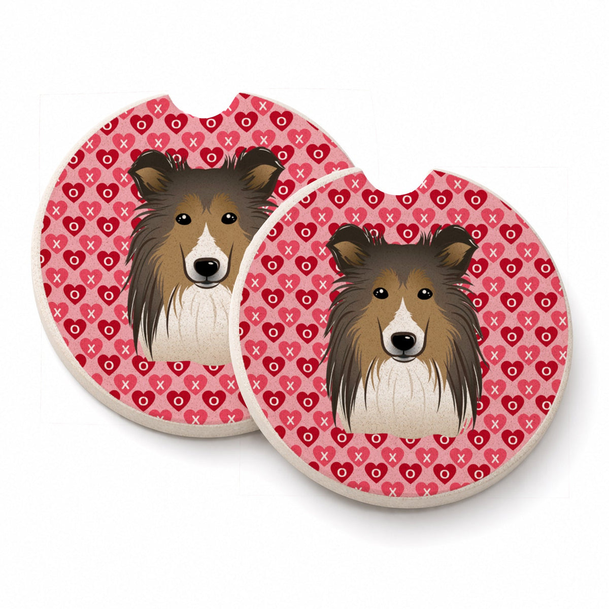 Sheltie Set of 2 Cup Holder Car Coasters Absorbent Round Sandstone Coasters Gifts for Men or Women, 2.5, Multicolor