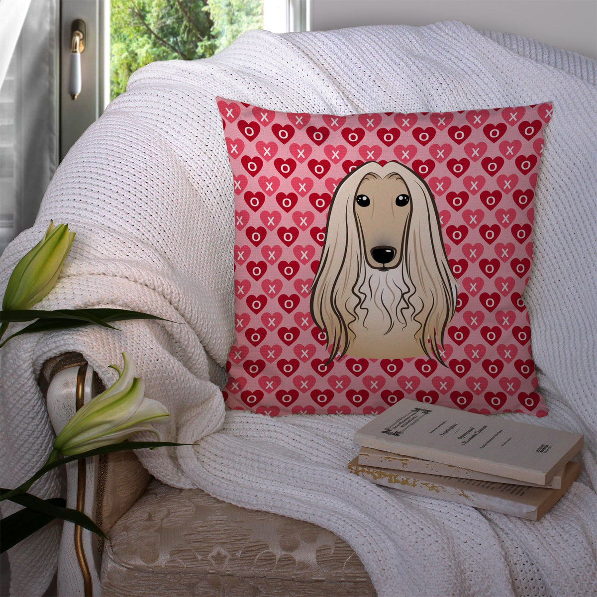 Afghan Hound Decorative Throw Pillow 14x14 Indoor Outdoor Accent Cushion, Fabric Cover with Insert for Sofa, Bed, Porch & Living Room