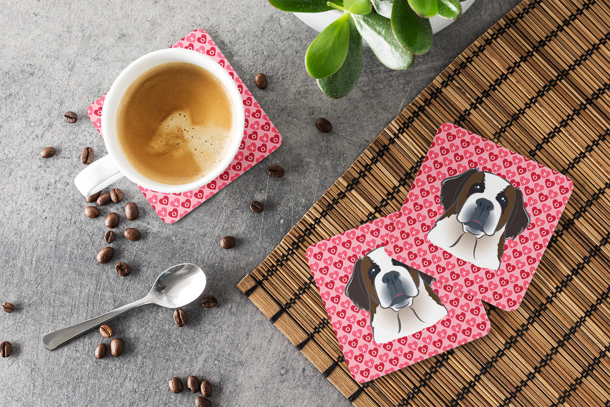 Saint Bernard Foam Coasters Set of 4 Cup Coasters for Indoor Outdoor, Tabletop Protection, Anti Slip, Mouse pad Material