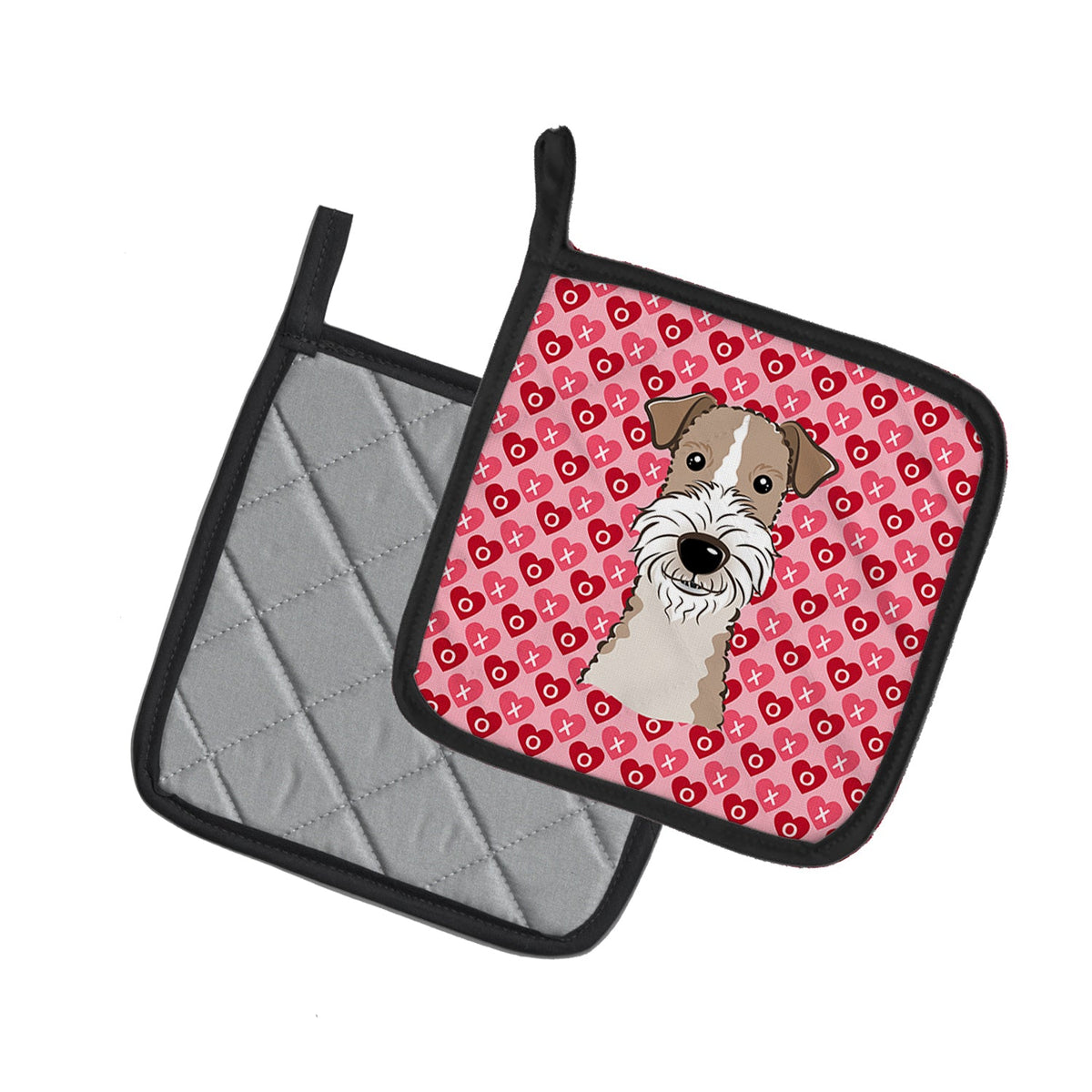 Wire Haired Fox Terrier Pot Holder Set of 2 Heat Resistant Quilted Hot Pads 7.5 x 7.5 Inch, Insulated Kitchen Trivets for Cooking & Baking