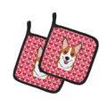 Red Corgi Pot Holder Set of 2 Heat Resistant Quilted Hot Pads 7.5 x 7.5 Inch, Insulated Kitchen Trivets for Cooking & Baking