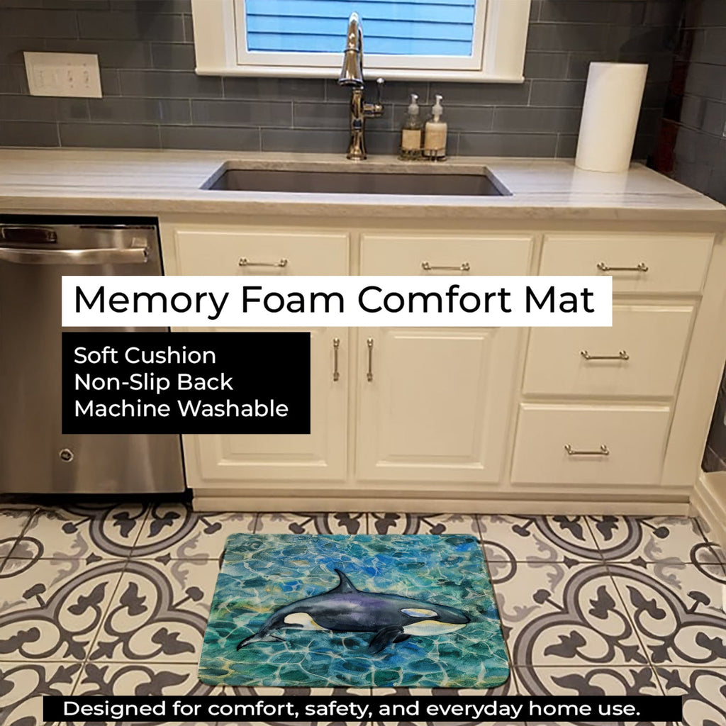 Killer Whale Orca Memory Foam Kitchen Mat Machine Washable Anti-Fatigue Cushion Comfort Bath or Kitchen Rug