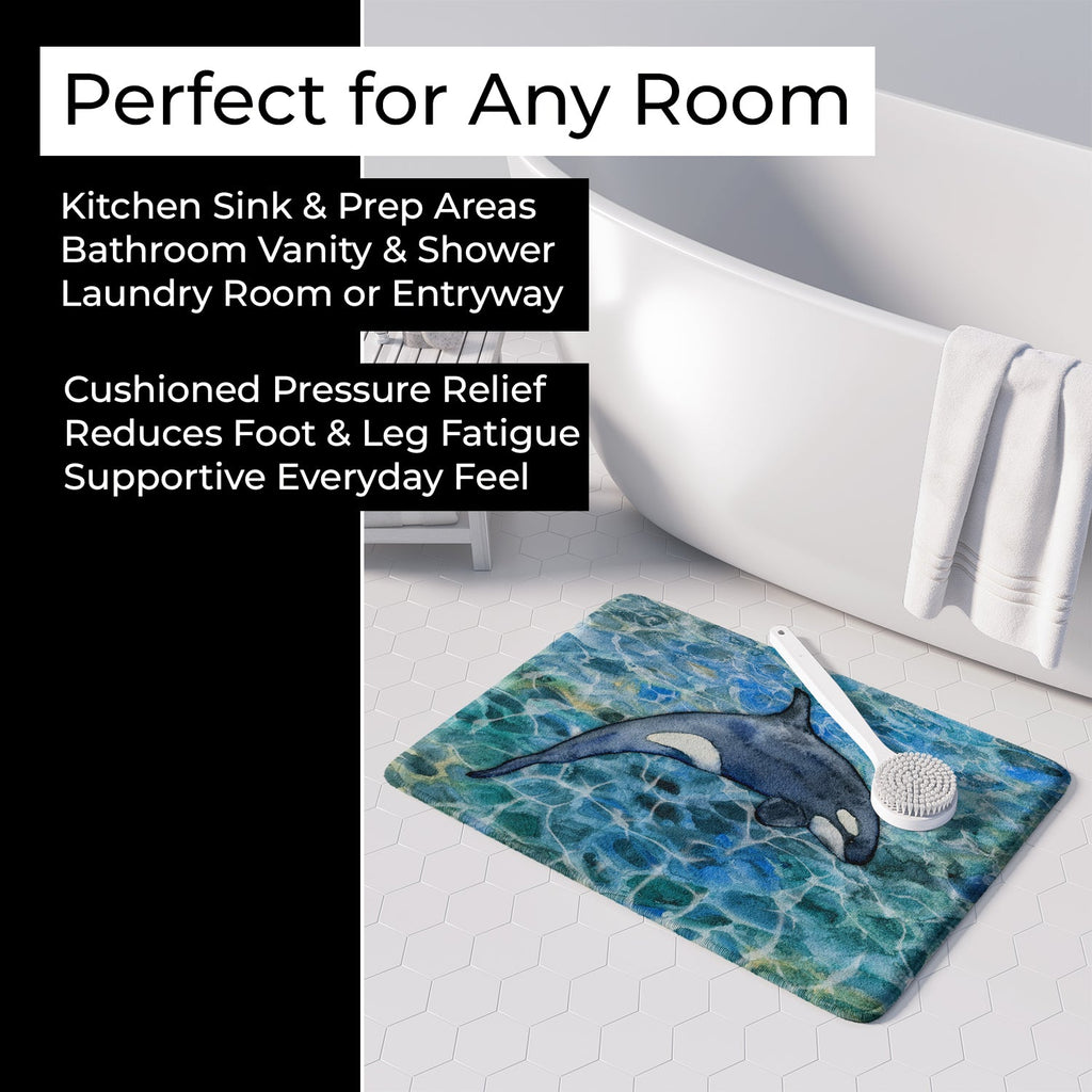 Killer Whale Orca #2 Memory Foam Kitchen Mat Machine Washable Anti-Fatigue Cushion Comfort Bath or Kitchen Rug