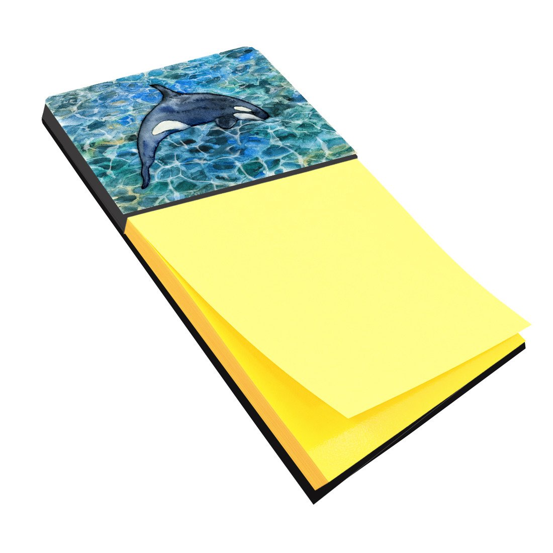 Killer Whale Orca #2 Watercolor Sticky Note Holder Refillable Dispenser Desk Accessory 3x3 Pad Gift