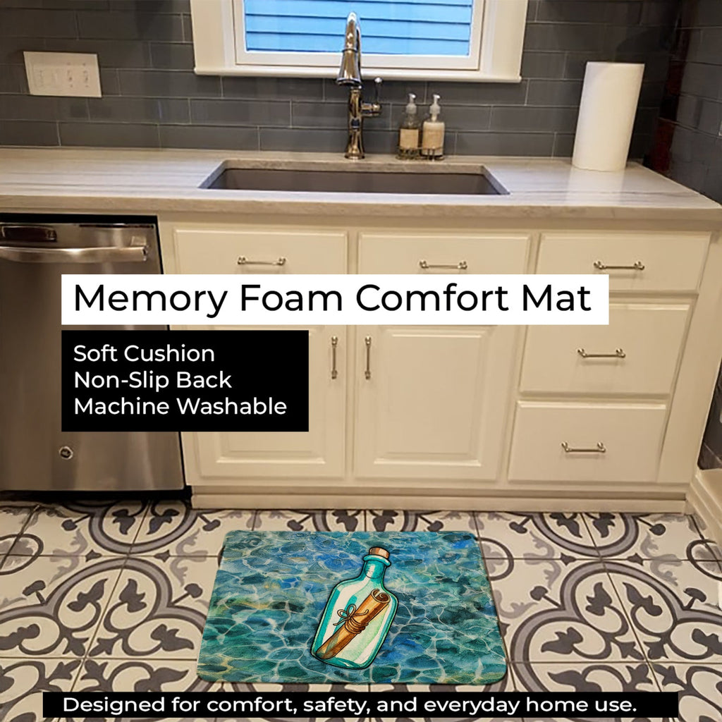Message in a Bottle Memory Foam Kitchen Mat Machine Washable Anti-Fatigue Cushion Comfort Bath or Kitchen Rug