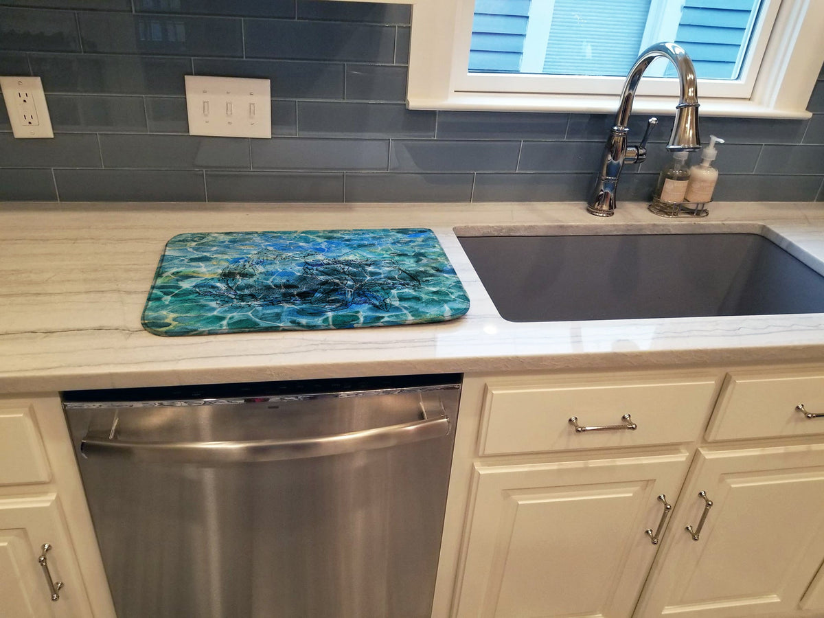 Hermit Crab Under water Dish Drying Mat Absorbent Dish Drying Mat Pad for Kitchen Counter Dish Drainer Mat for Countertop, 14 x 21", Multicolor