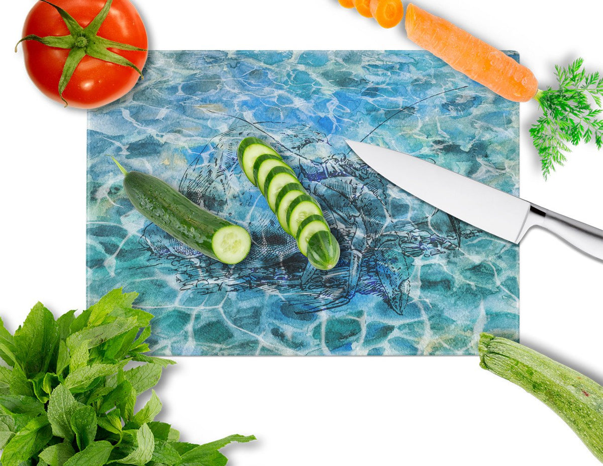 Hermit Crab Under water Cutting Board Tempered Glass Kitchen Cutting Surface, Heat Resistant Chopping, Non-Slip Feet, Food Prep & Serving