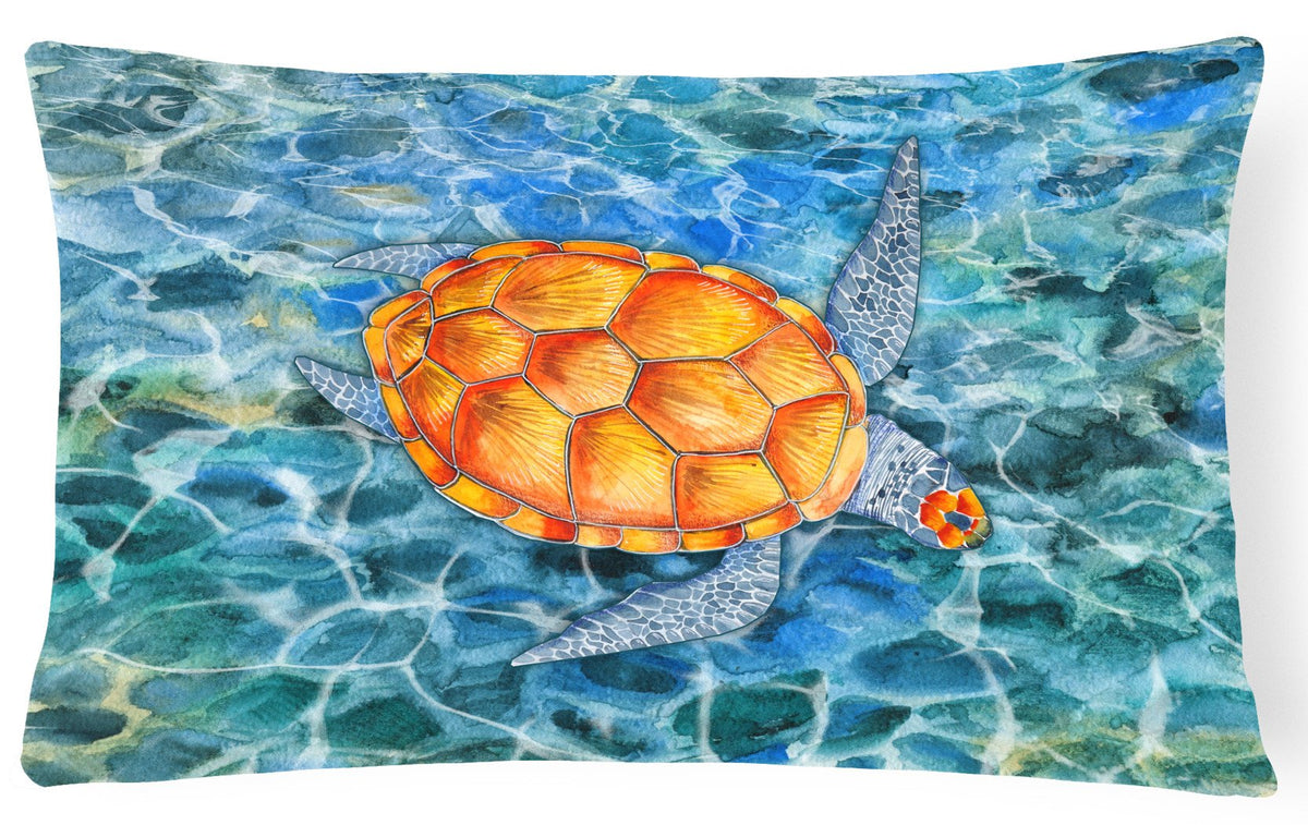 Sea Turtle Decorative Throw Pillow 12x16 Indoor Outdoor Accent Cushion, Fabric Cover with Insert for Sofa, Bed, Porch & Living Room