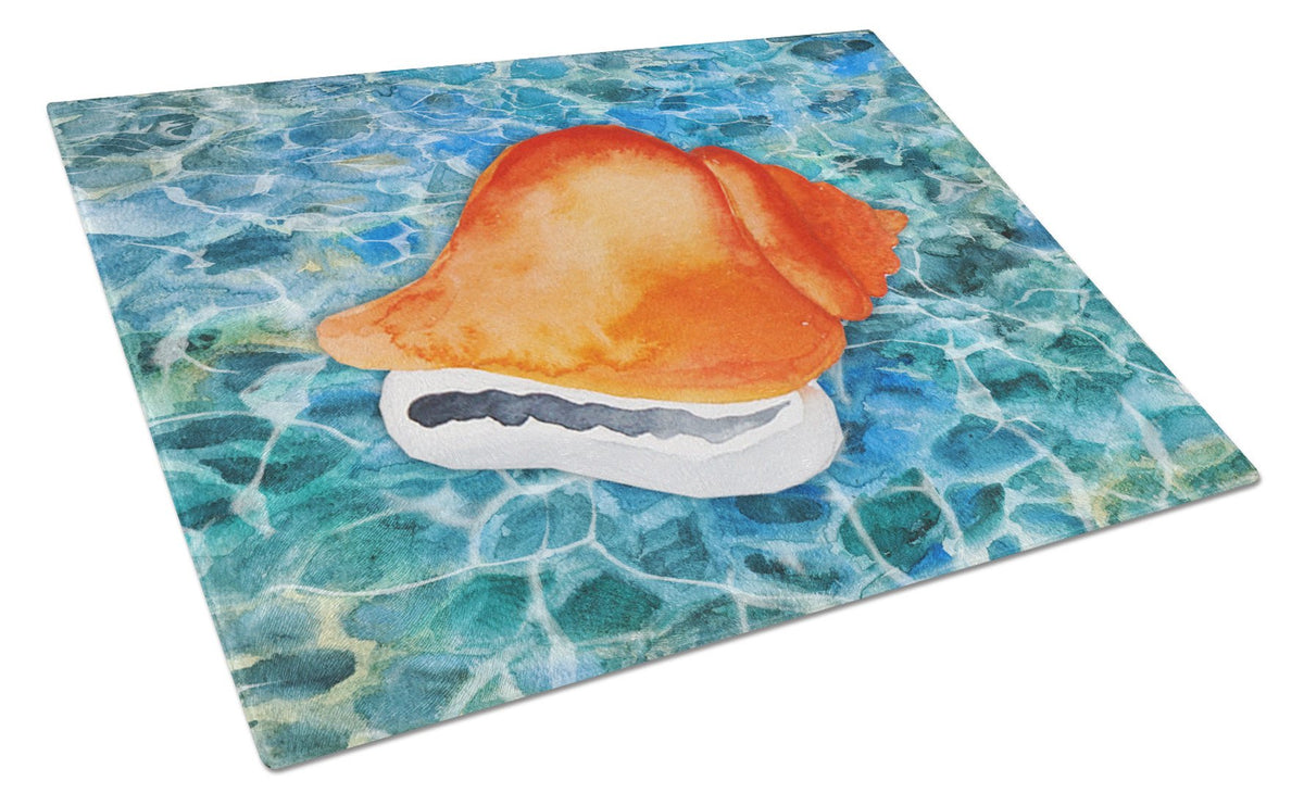 Sea Shell Cutting Board Tempered Glass Kitchen Cutting Surface, Heat Resistant Chopping, Non-Slip Feet, Food Prep & Serving