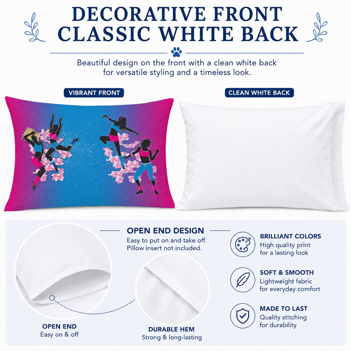 Hip Hop in Pink Blue Standard Pillowcase Lightweight Super Soft Easy Care Decorative Artwork Pillowcase, Standard