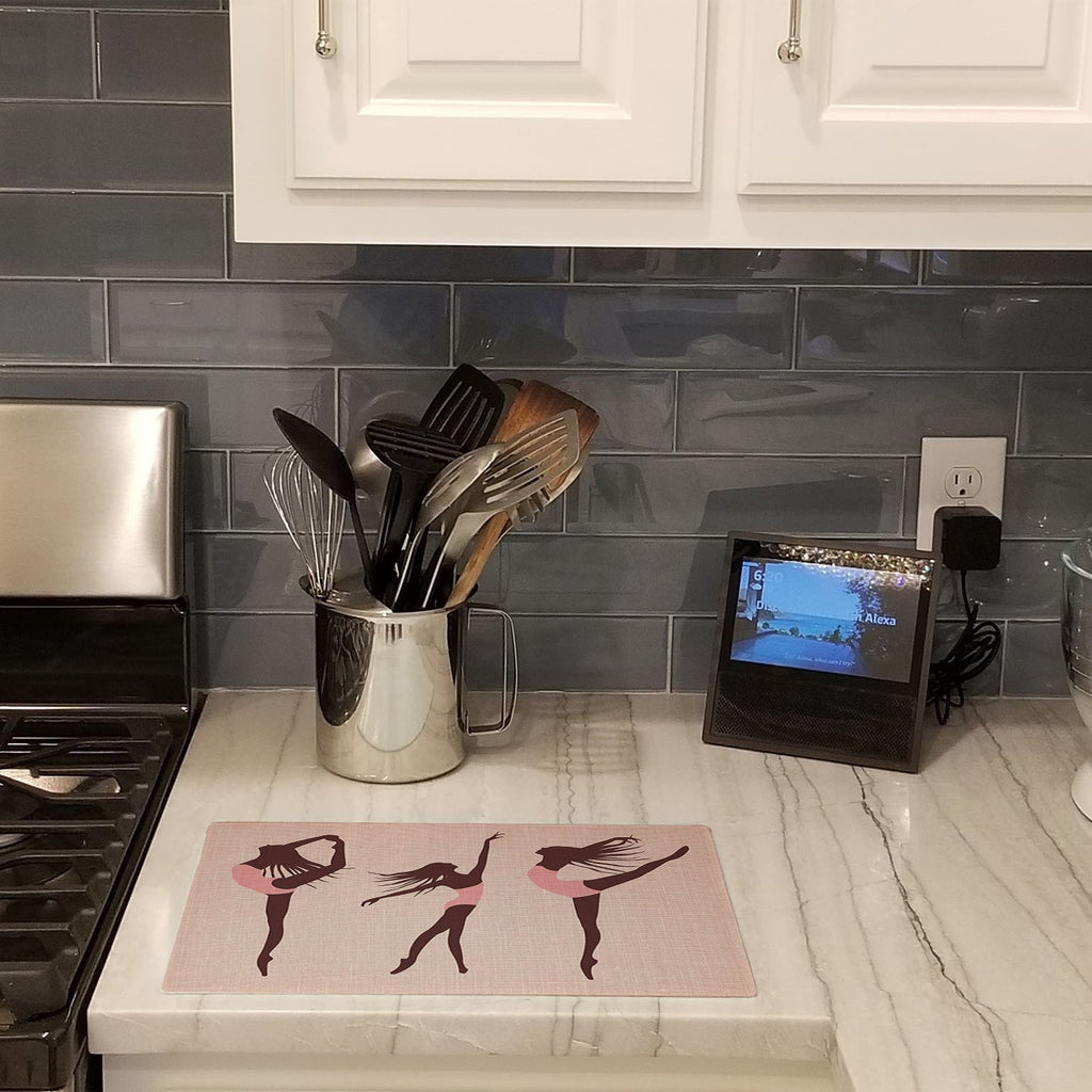 Dancers Linen Pink Cutting Board Tempered Glass Kitchen Cutting Surface, Heat Resistant Chopping, Non-Slip Feet, Food Prep & Serving