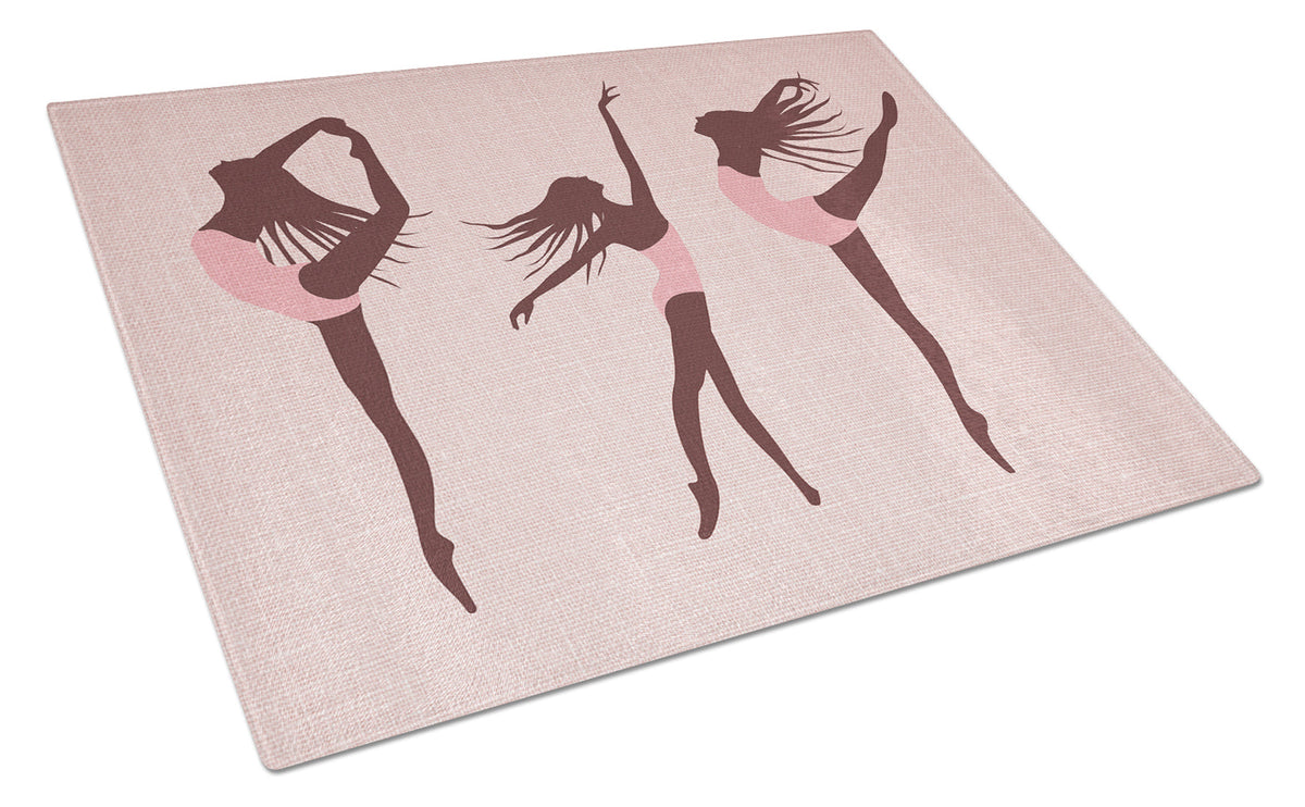 Dancers Linen Pink Cutting Board Tempered Glass Kitchen Cutting Surface, Heat Resistant Chopping, Non-Slip Feet, Food Prep & Serving