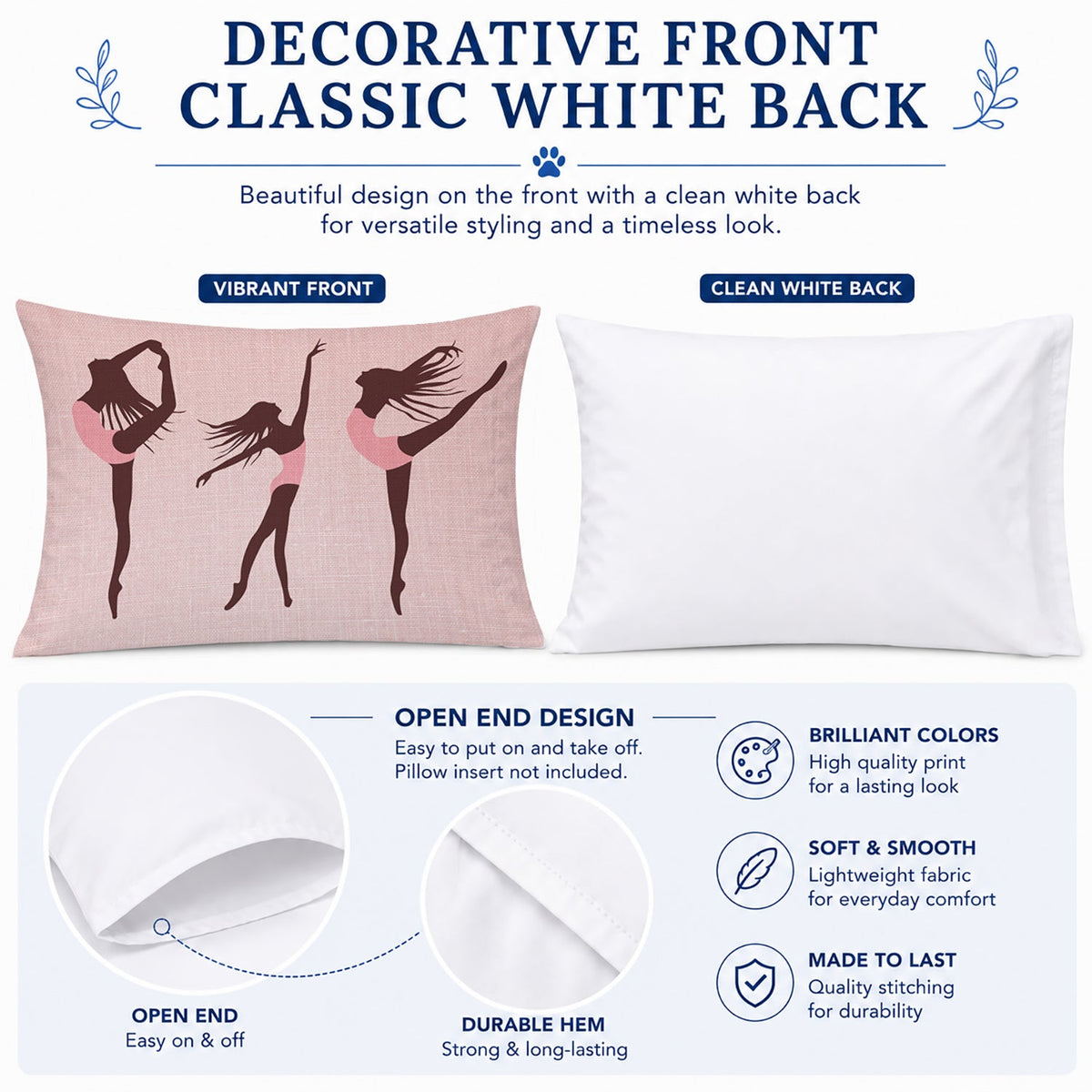 Dancers Linen Pink Standard Pillowcase Lightweight Super Soft Easy Care Decorative Artwork Pillowcase, Standard