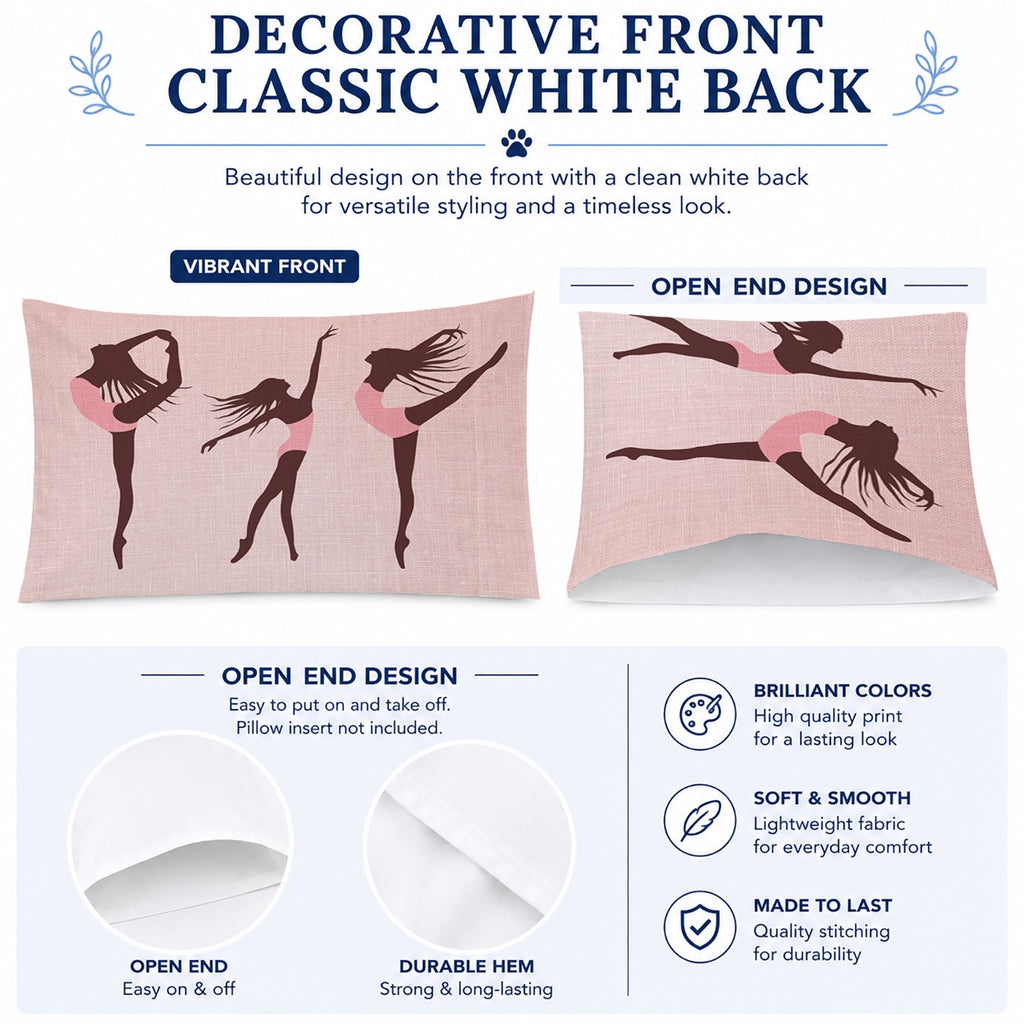 Dancers Linen Pink Standard Pillowcase Lightweight Super Soft Easy Care Decorative Artwork Pillowcase, Standard