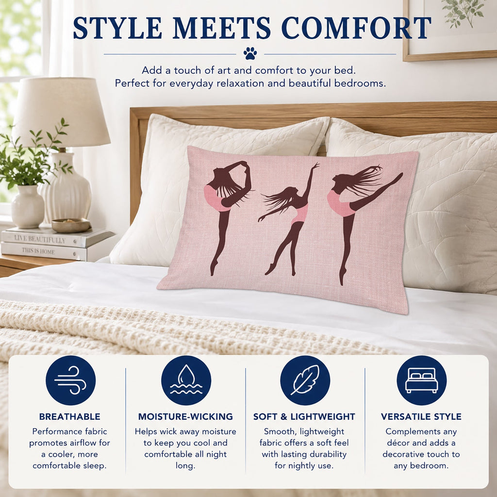 Dancers Linen Pink Standard Pillowcase Lightweight Super Soft Easy Care Decorative Artwork Pillowcase, Standard