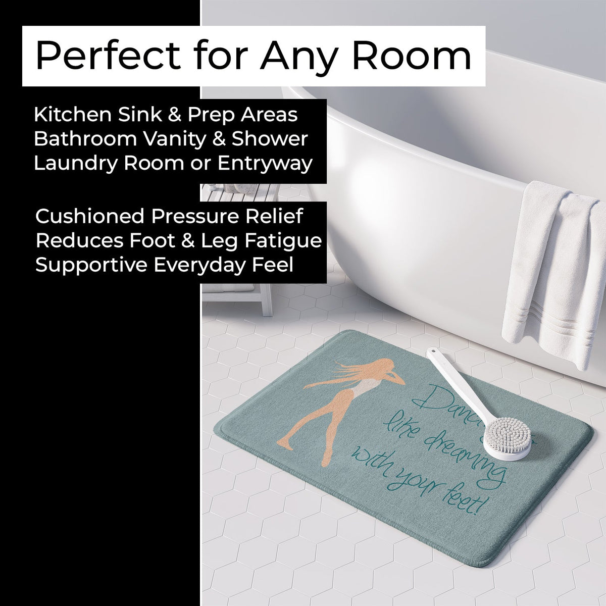 Dancing is Like Dreaming Memory Foam Kitchen Mat Machine Washable Anti-Fatigue Cushion Comfort Bath or Kitchen Rug