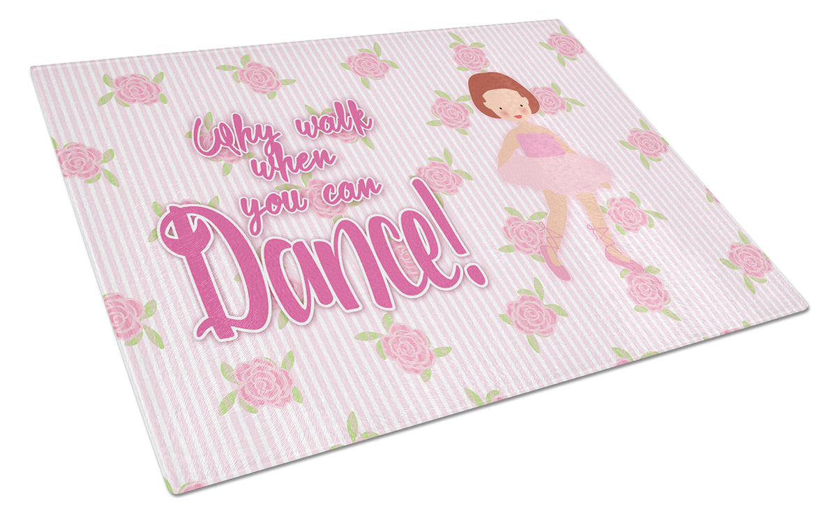 Ballet Red Short Hair Cutting Board Tempered Glass Kitchen Cutting Surface, Heat Resistant Chopping, Non-Slip Feet, Food Prep & Serving