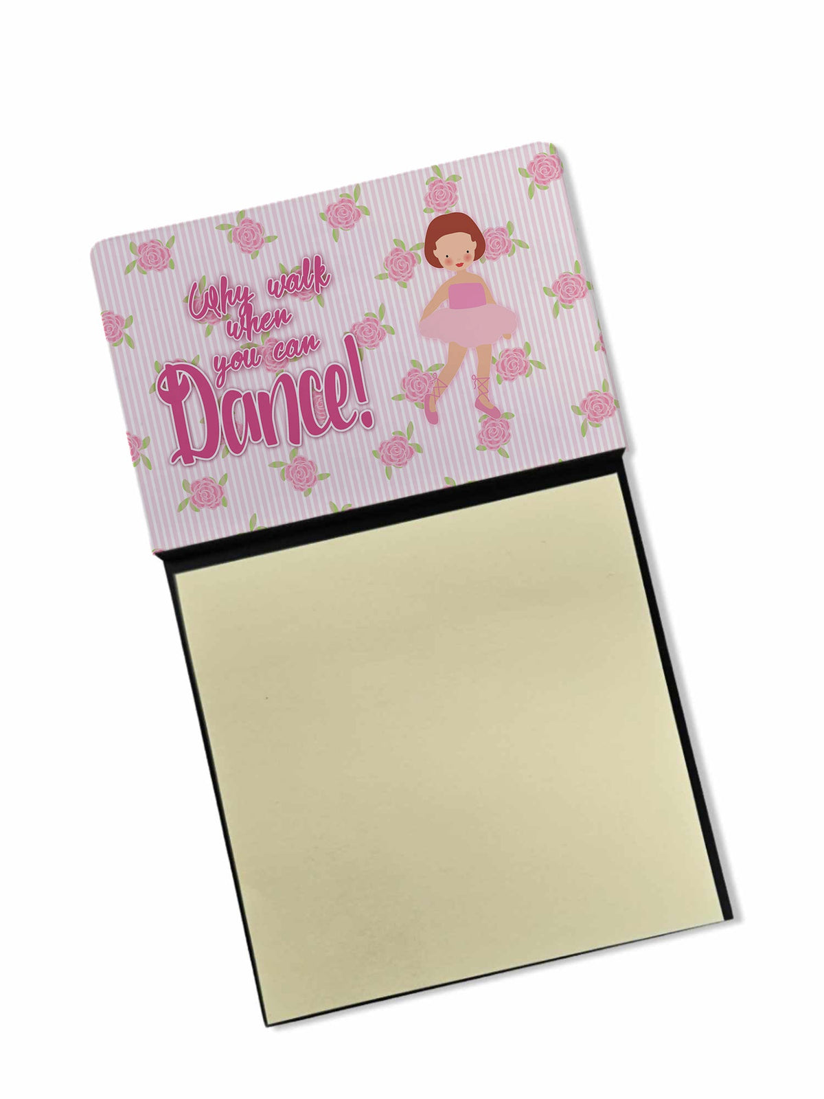 Ballet Red Short Hair Watercolor Sticky Note Holder Refillable Dispenser Desk Accessory 3x3 Pad Gift