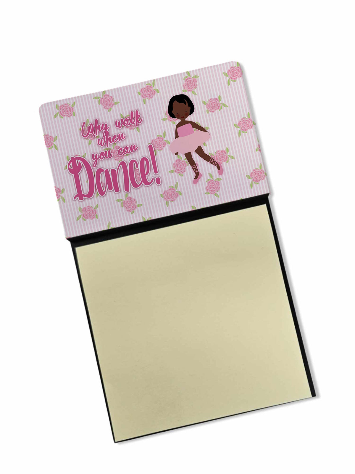 Ballet African American Short Hair Watercolor Sticky Note Holder Refillable Dispenser Desk Accessory 3x3 Pad Gift
