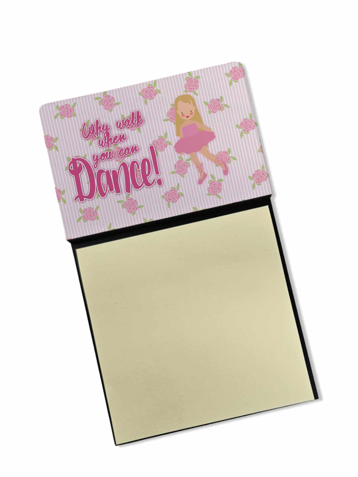 Ballet Long Blonde Hair Watercolor Sticky Note Holder Refillable Dispenser Desk Accessory 3x3 Pad Gift