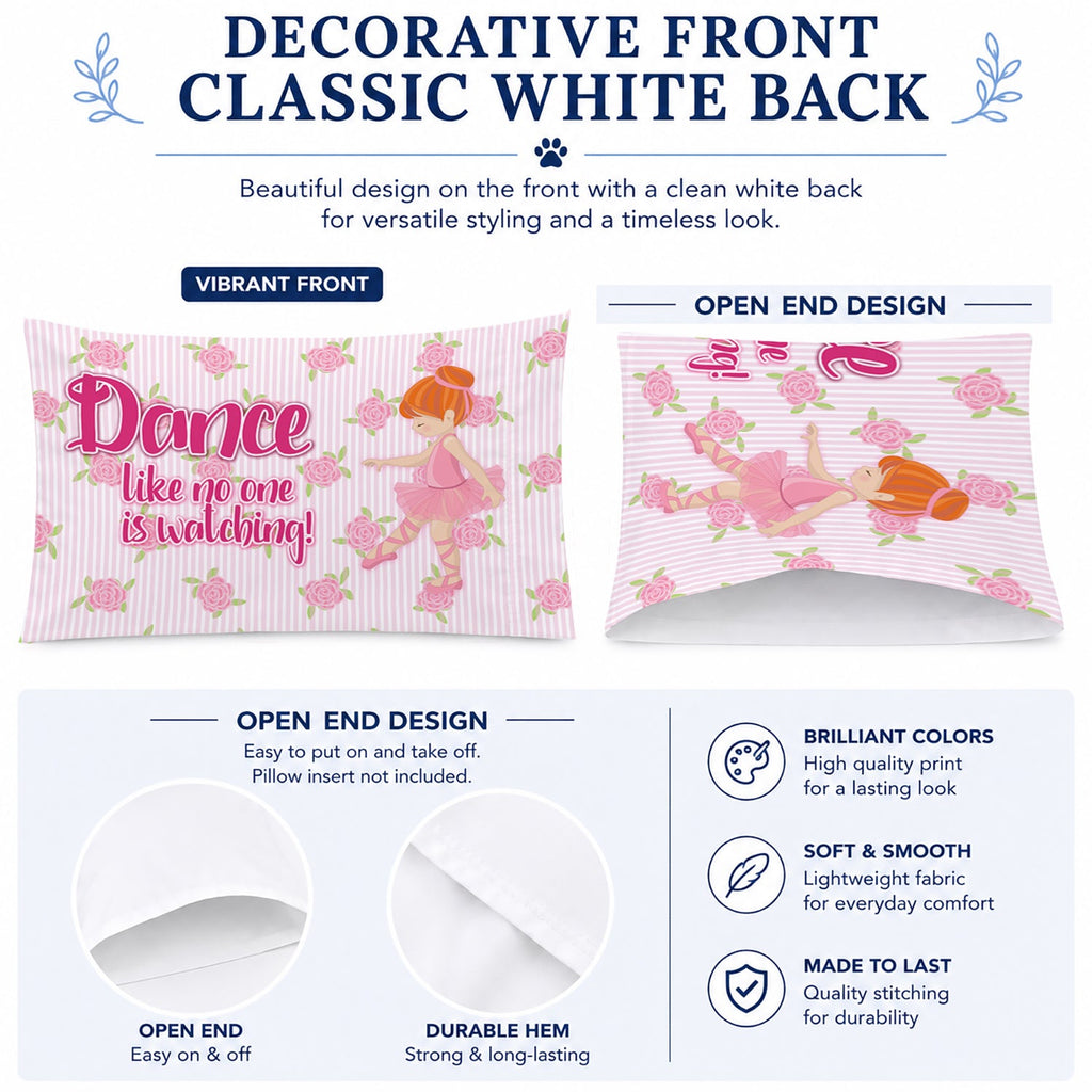 Ballet Dance Red Hair Standard Pillowcase Lightweight Super Soft Easy Care Decorative Artwork Pillowcase, Standard