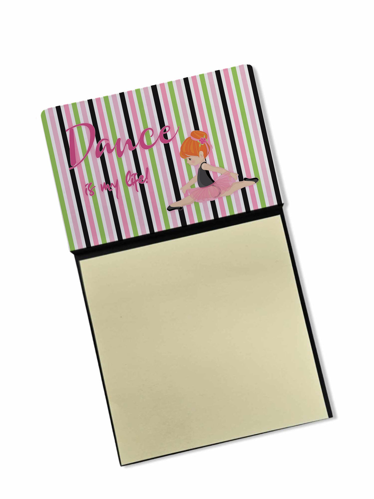 Ballet Dance is my Life Red Watercolor Sticky Note Holder Refillable Dispenser Desk Accessory 3x3 Pad Gift