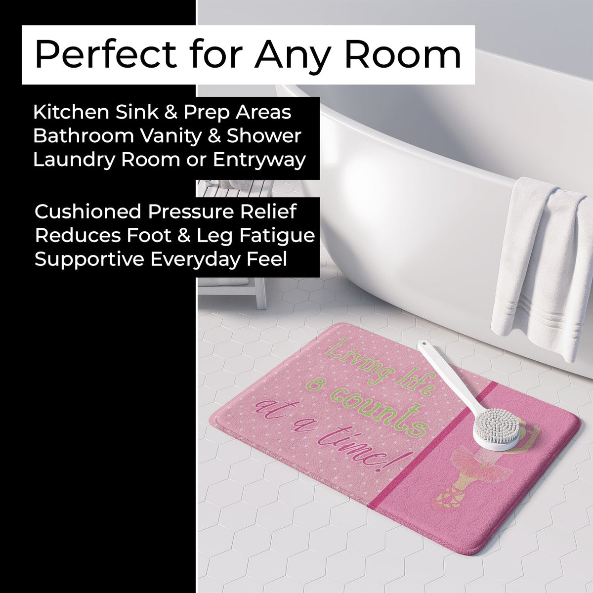 Ballet in 8 Counts Blonde Memory Foam Kitchen Mat Machine Washable Anti-Fatigue Cushion Comfort Bath or Kitchen Rug