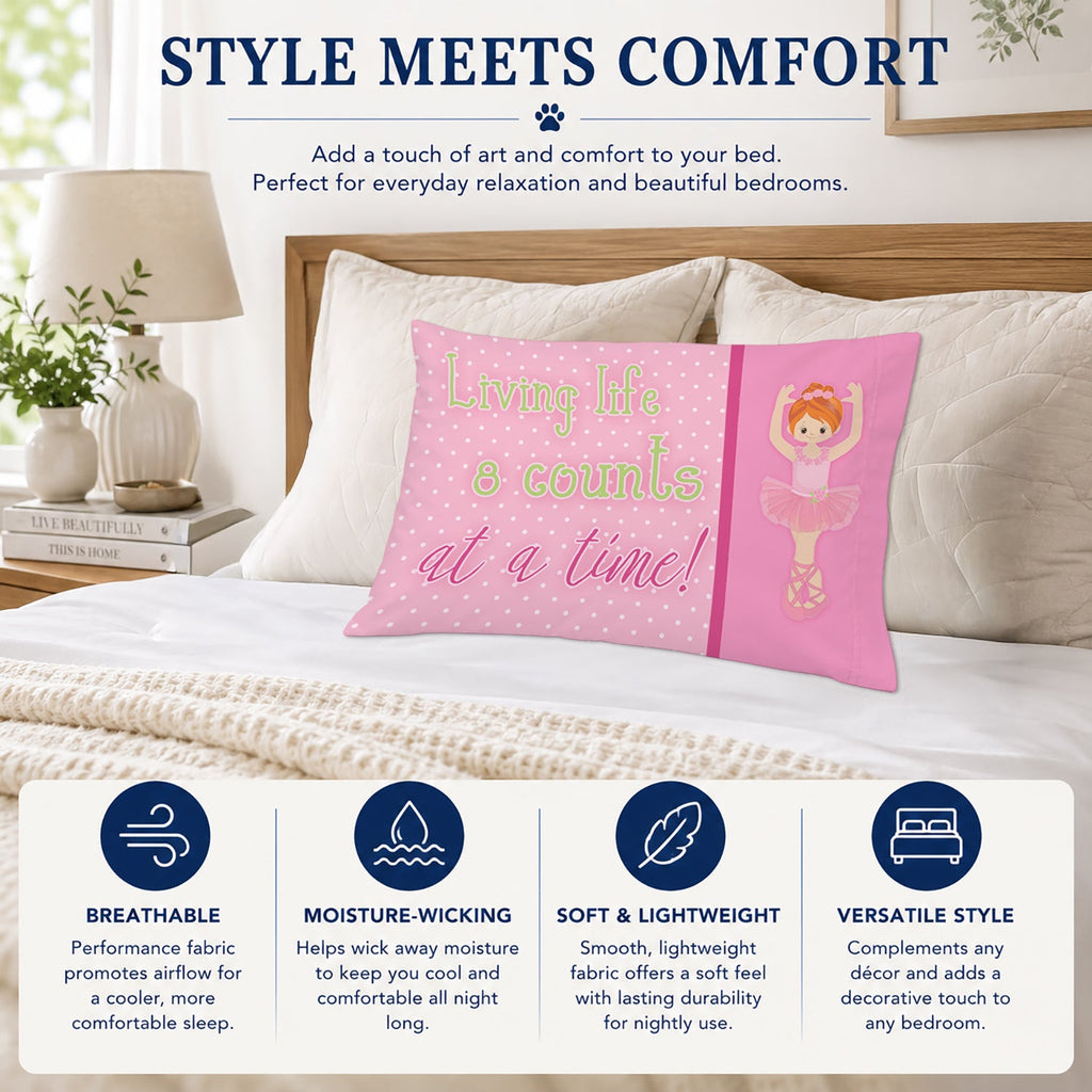 Ballet in 8 Counts Red Hair Standard Pillowcase Lightweight Super Soft Easy Care Decorative Artwork Pillowcase, Standard