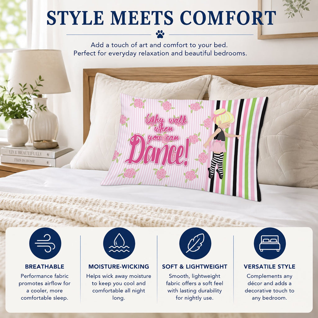 Ballet Dance Stripes Blonde Standard Pillowcase Lightweight Super Soft Easy Care Decorative Artwork Pillowcase, Standard