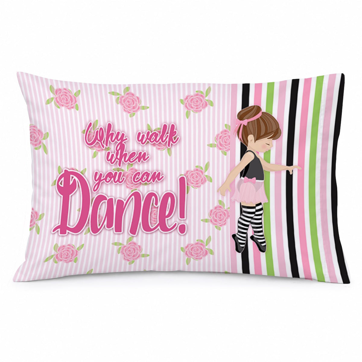 Ballet Dance Stripes Brunette Standard Pillowcase Lightweight Super Soft Easy Care Decorative Artwork Pillowcase, Standard