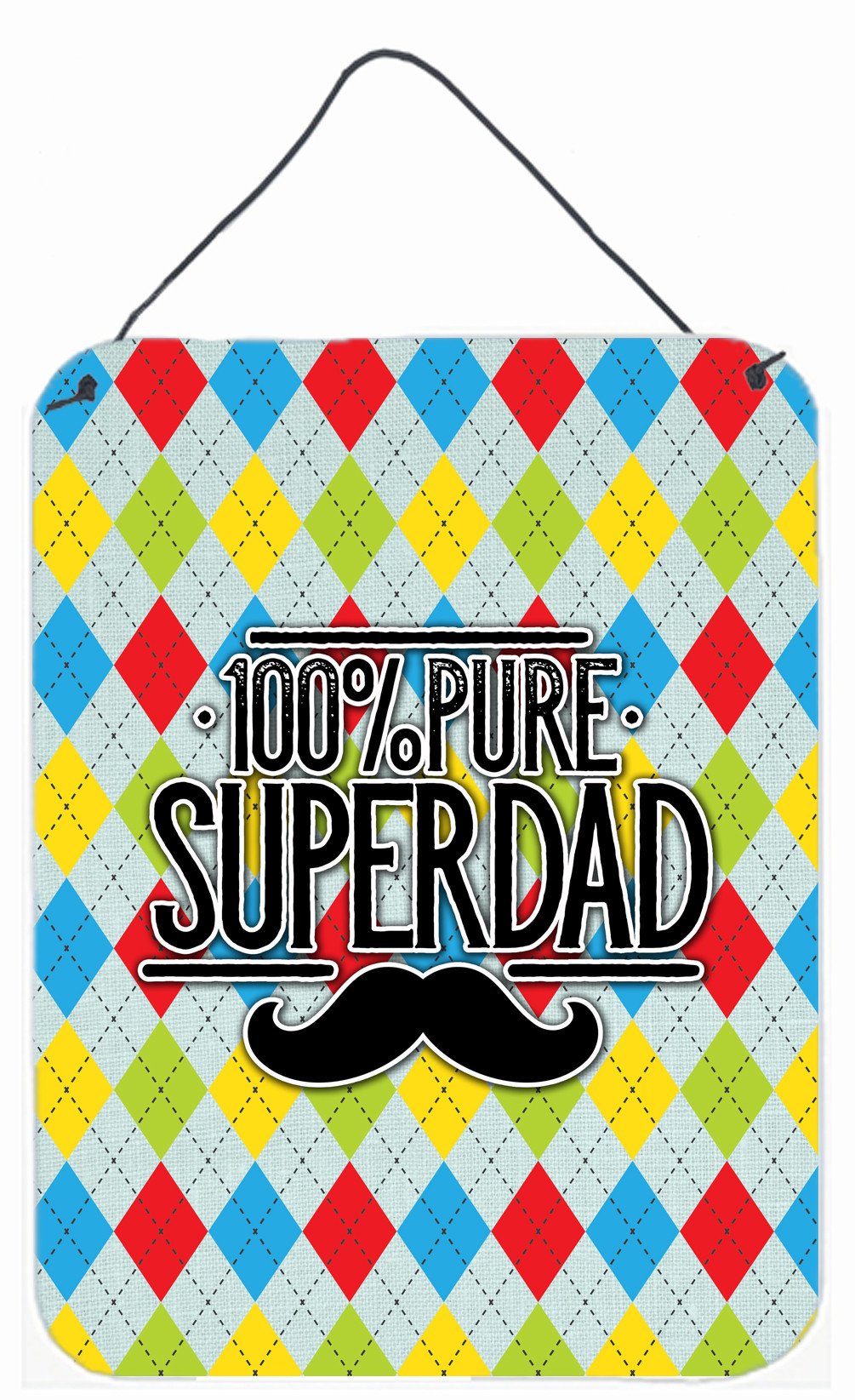 100% Pure Dad Argyle Wall or Door Hanging Prints Aluminum Metal Sign Kitchen Wall Bar Bathroom Plaque Home Decor Front Door Plaque, 12x16, Multicolor