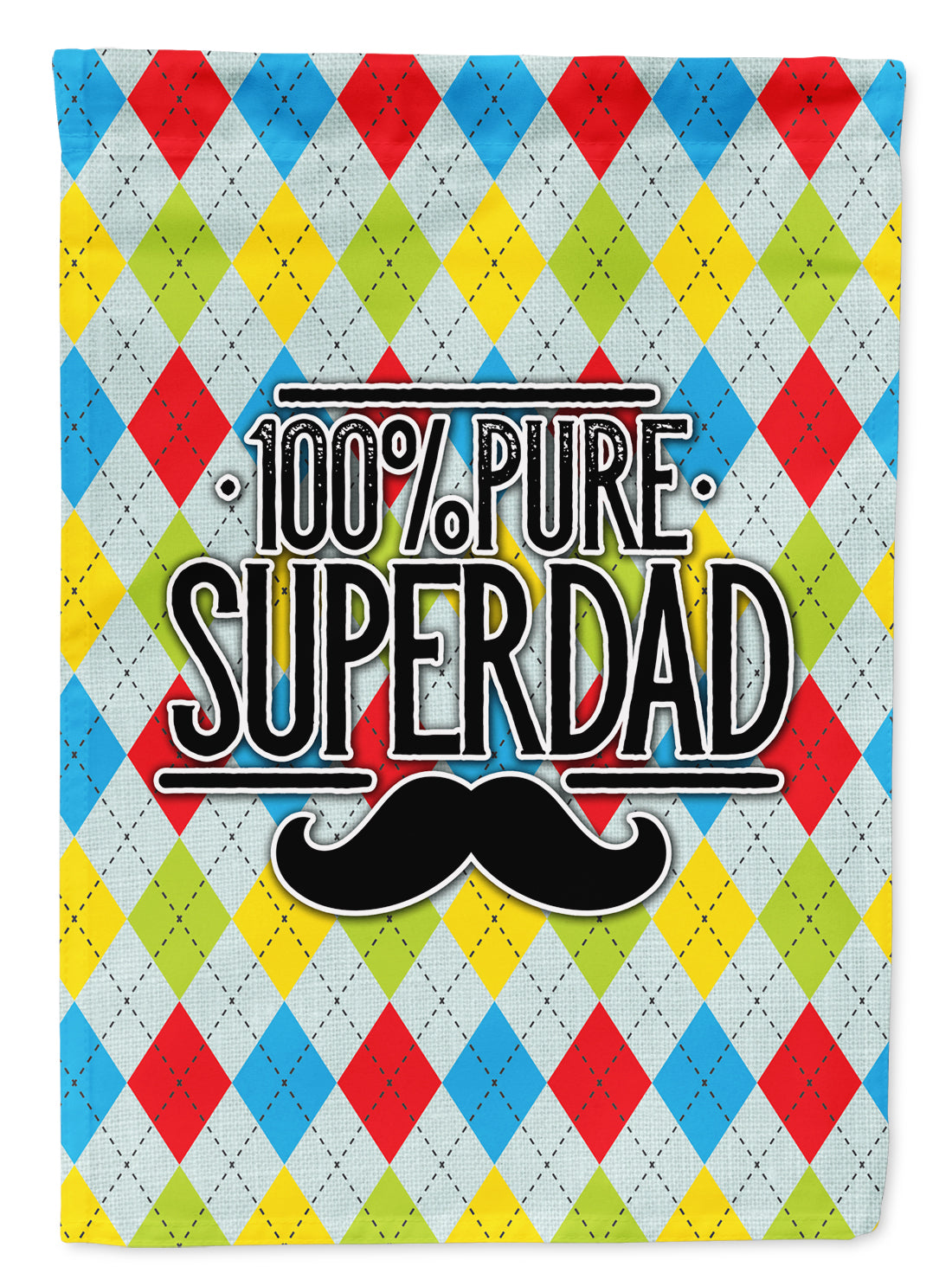100% Pure Dad Argyle Garden Flag Mailbox Decorative Yard Banner Outside Patio Artwork for Flower Beds, Garden Size, Multicolor