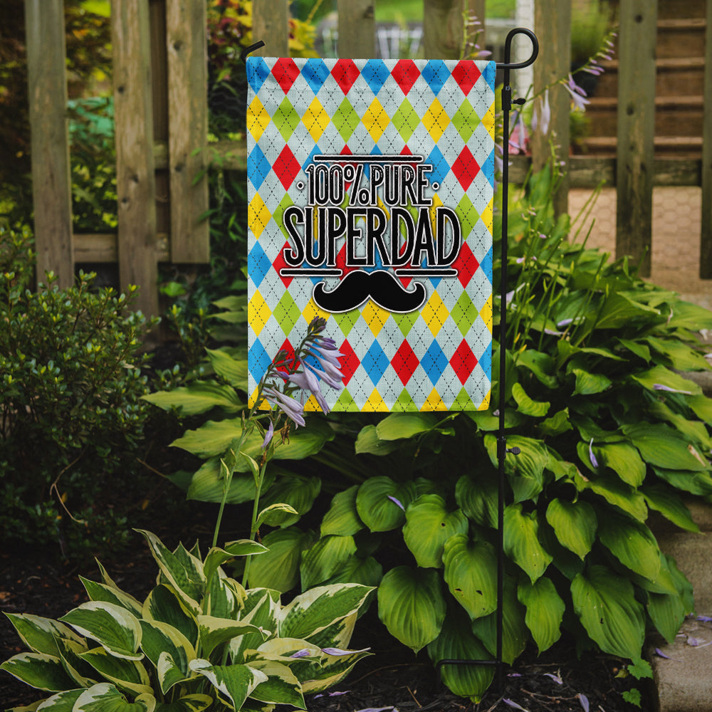 100% Pure Dad Argyle Garden Flag Mailbox Decorative Yard Banner Outside Patio Artwork for Flower Beds, Garden Size, Multicolor