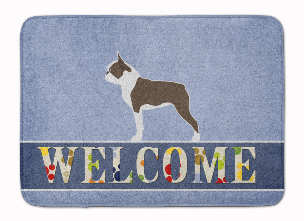 Boston Terrier Welcome Memory Foam Kitchen Mat Machine Washable Anti-Fatigue Cushion Comfort Bath or Kitchen Rug
