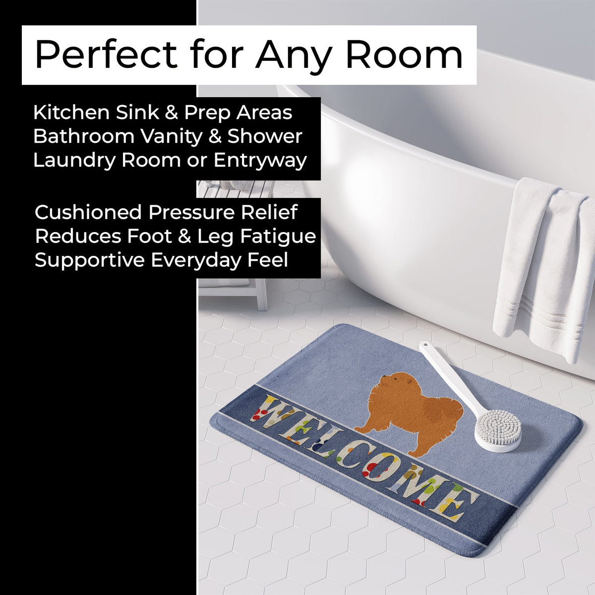Chow Chow Welcome Memory Foam Kitchen Mat Machine Washable Anti-Fatigue Cushion Comfort Bath or Kitchen Rug