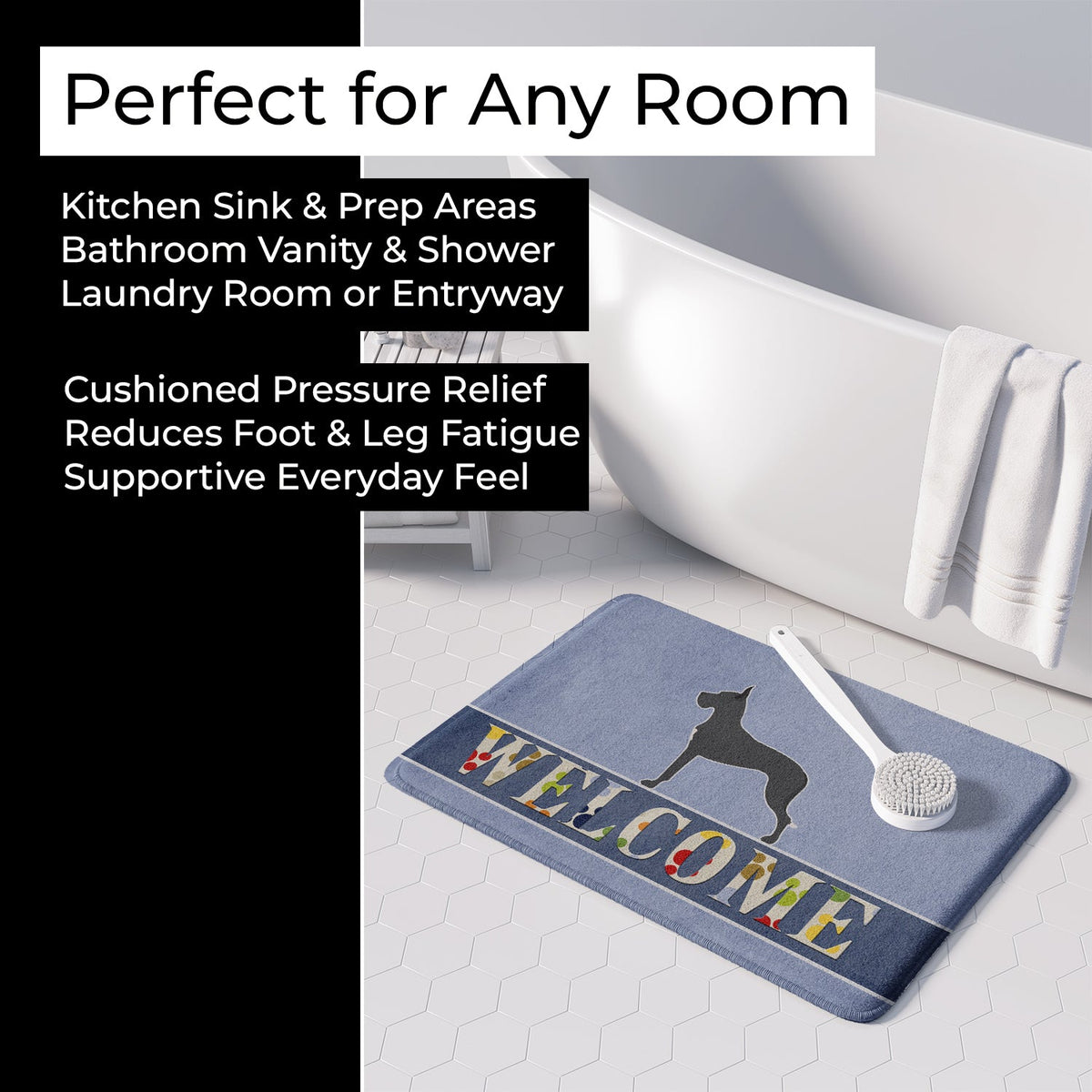Great Dane Welcome Memory Foam Kitchen Mat Machine Washable Anti-Fatigue Cushion Comfort Bath or Kitchen Rug