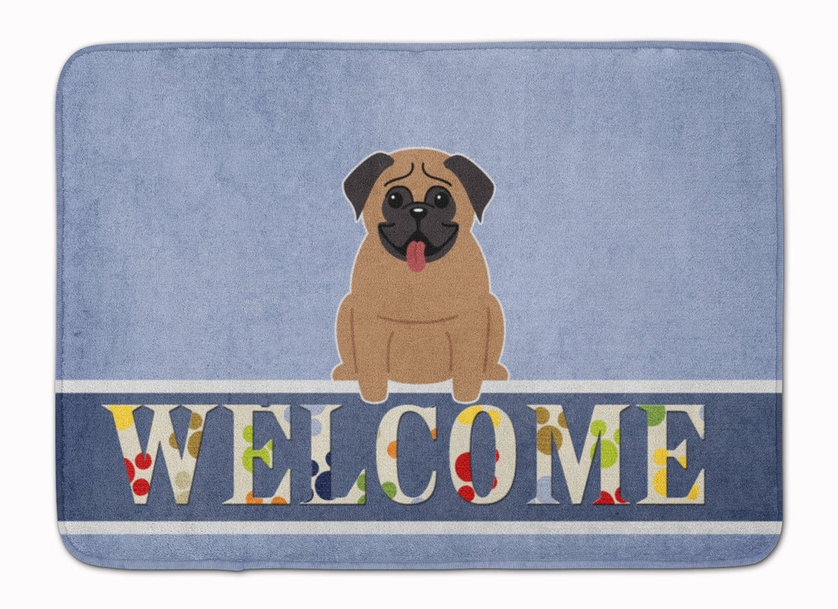 Pug Brown Welcome Memory Foam Kitchen Mat Machine Washable Anti-Fatigue Cushion Comfort Bath or Kitchen Rug