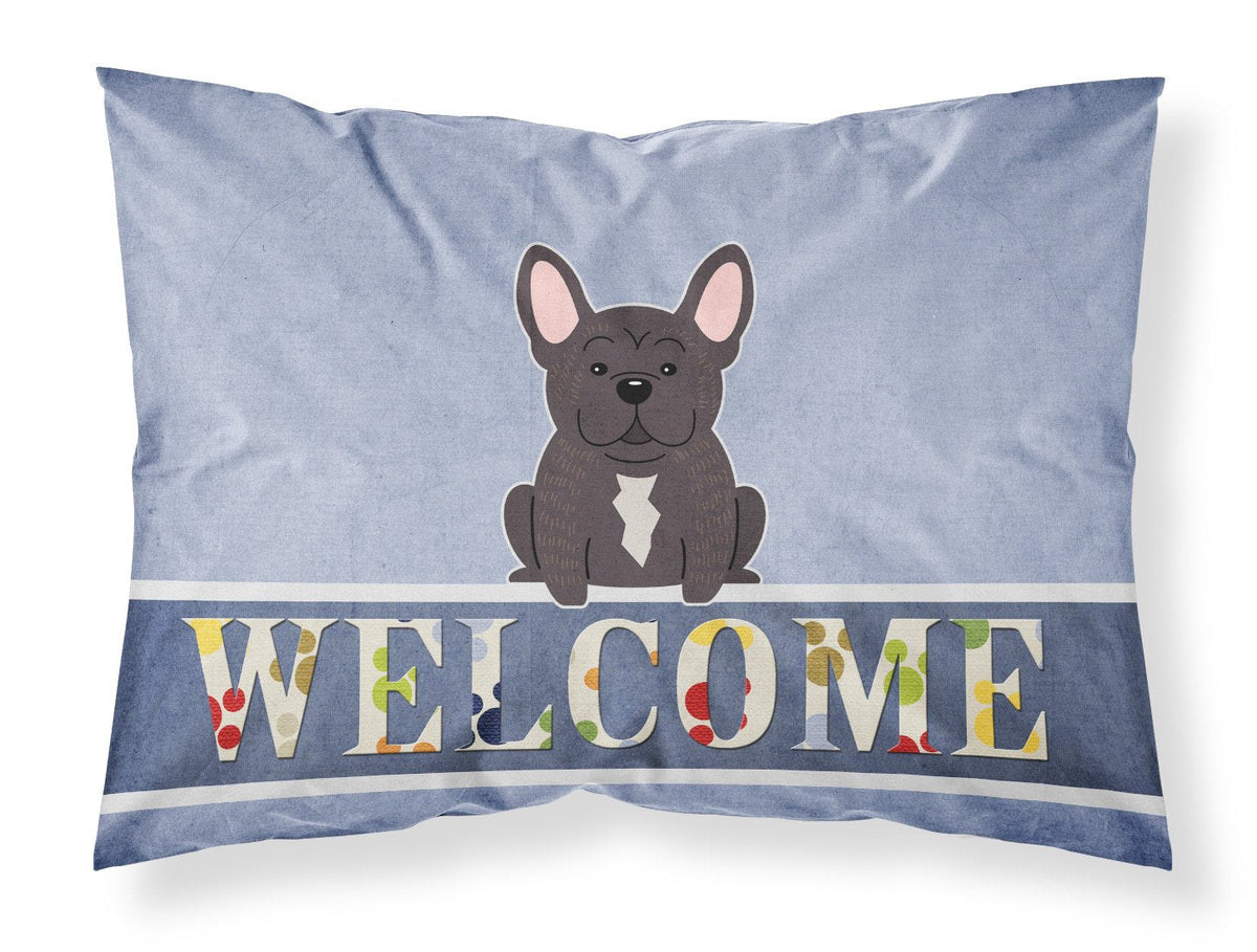 French Bulldog Brindle Welcome Standard Pillowcase Lightweight Super Soft Easy Care Decorative Artwork Pillowcase, Standard